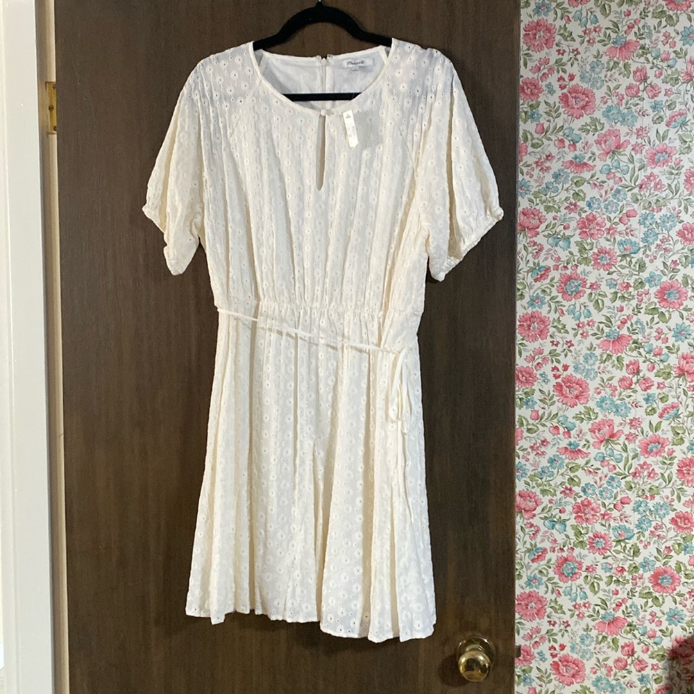 Madewell NEW new with tags NWT cream embroidered floral size 12 dress